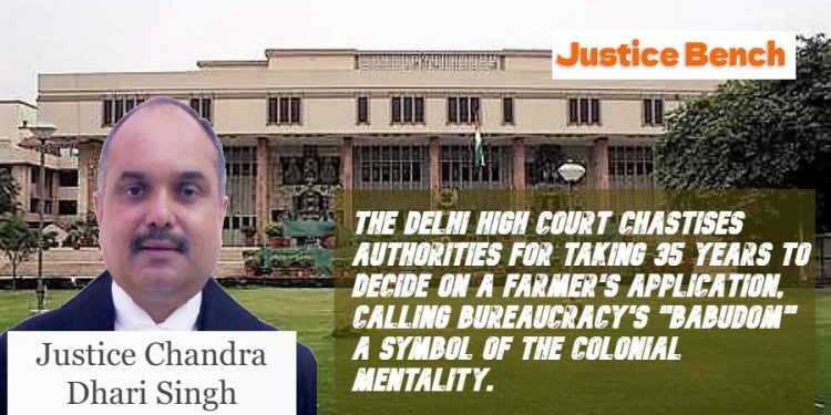 The Delhi High Court chastises authorities for taking 35 years to decide on a farmer's application, calling bureaucracy's "Babudom" a symbol of the colonial mentality.