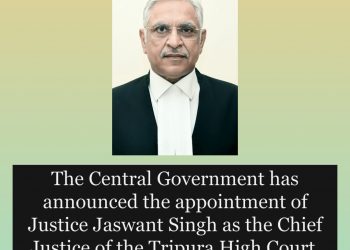 The Central Government has announced the appointment of Justice Jaswant Singh as the Chief Justice of the Tripura High Court.